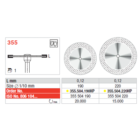 DISCHI 355.504.190 DIAM.HP