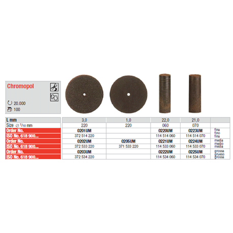 ABRASIVI 0205 pz.100 CHROMOPOL